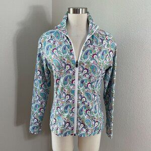 Peter Millar Womens Medium E4 Paisley Full Zip Jacket Wicking 50+ UPF Activewear